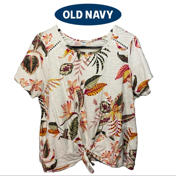 Old Navy Tropical Floral Crop Top - Picture 1 of 7